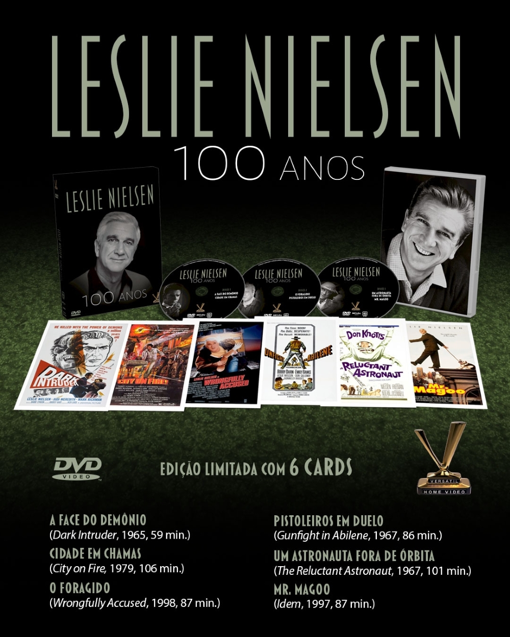 DVD - Leslie Nielsen 100 Anos - Edição Limitada Com 6 Cards (3 DVDs)